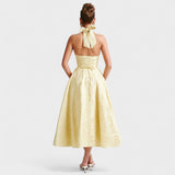 Halina - Midi suknelė su korsetu ir volanais