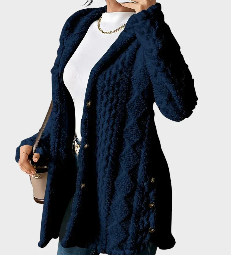 Vesna - plišinis kardiganas su gobtuvu