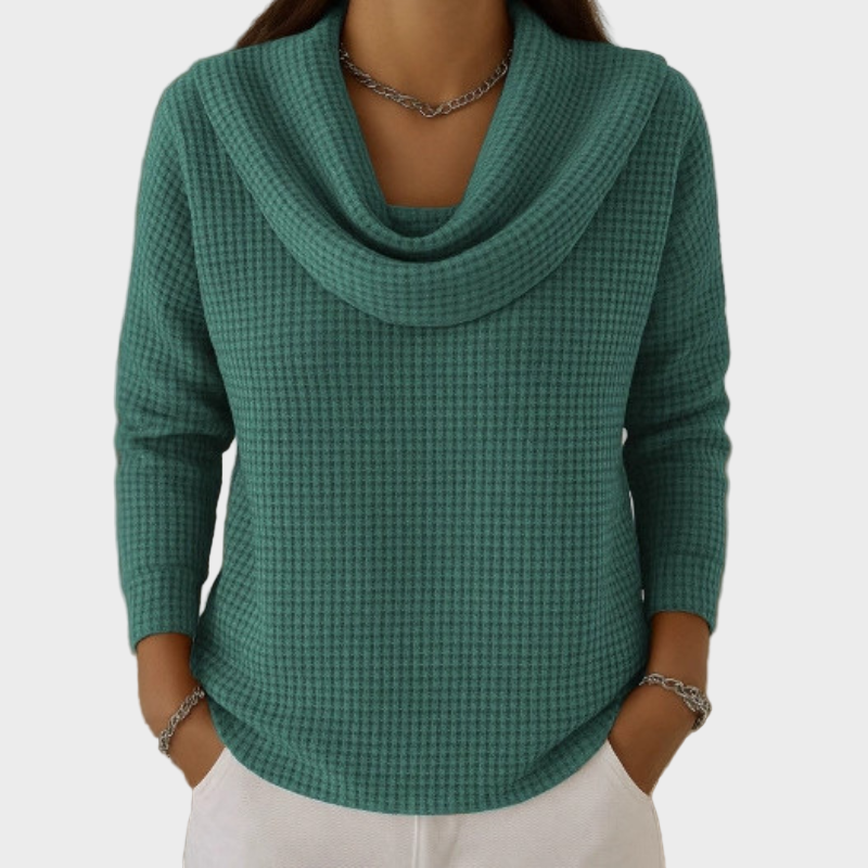 Mia – Dvigubo vaflinio puloveris su elegantiška apykakle