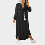 Maxi džinsinė suknelė su ilgomis rankovėmis