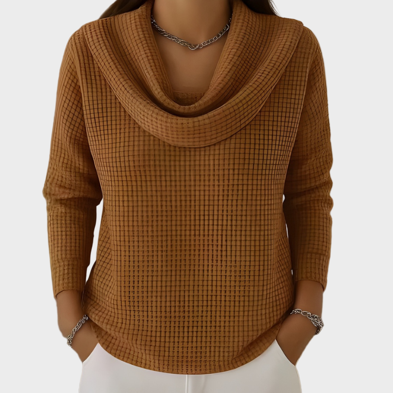 Mia – Dvigubo vaflinio puloveris su elegantiška apykakle