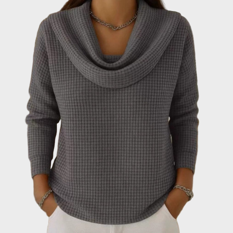 Mia – Dvigubo vaflinio puloveris su elegantiška apykakle