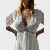 Marinka - Elegantiška Ilga Boho Suknelė Su Nėriniais