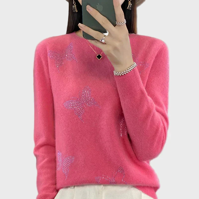 Megztinis su drugelių motyvu