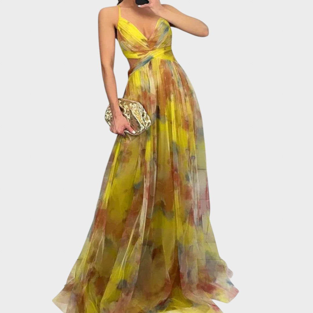 Mia - Gėlių Maki suknelė skirta be rūpesčių elegancijai