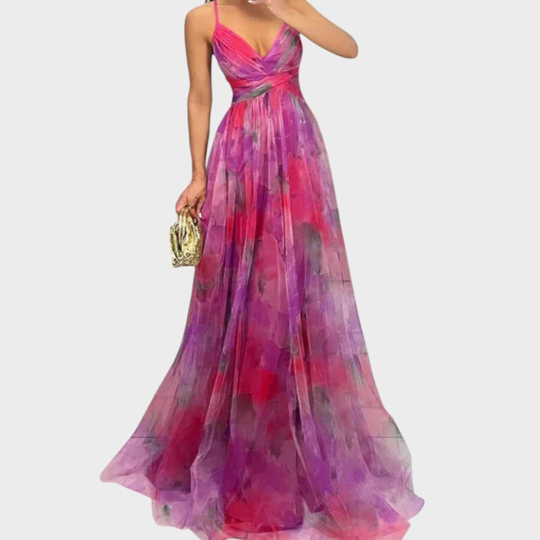 Mia - Gėlių Maki suknelė skirta be rūpesčių elegancijai