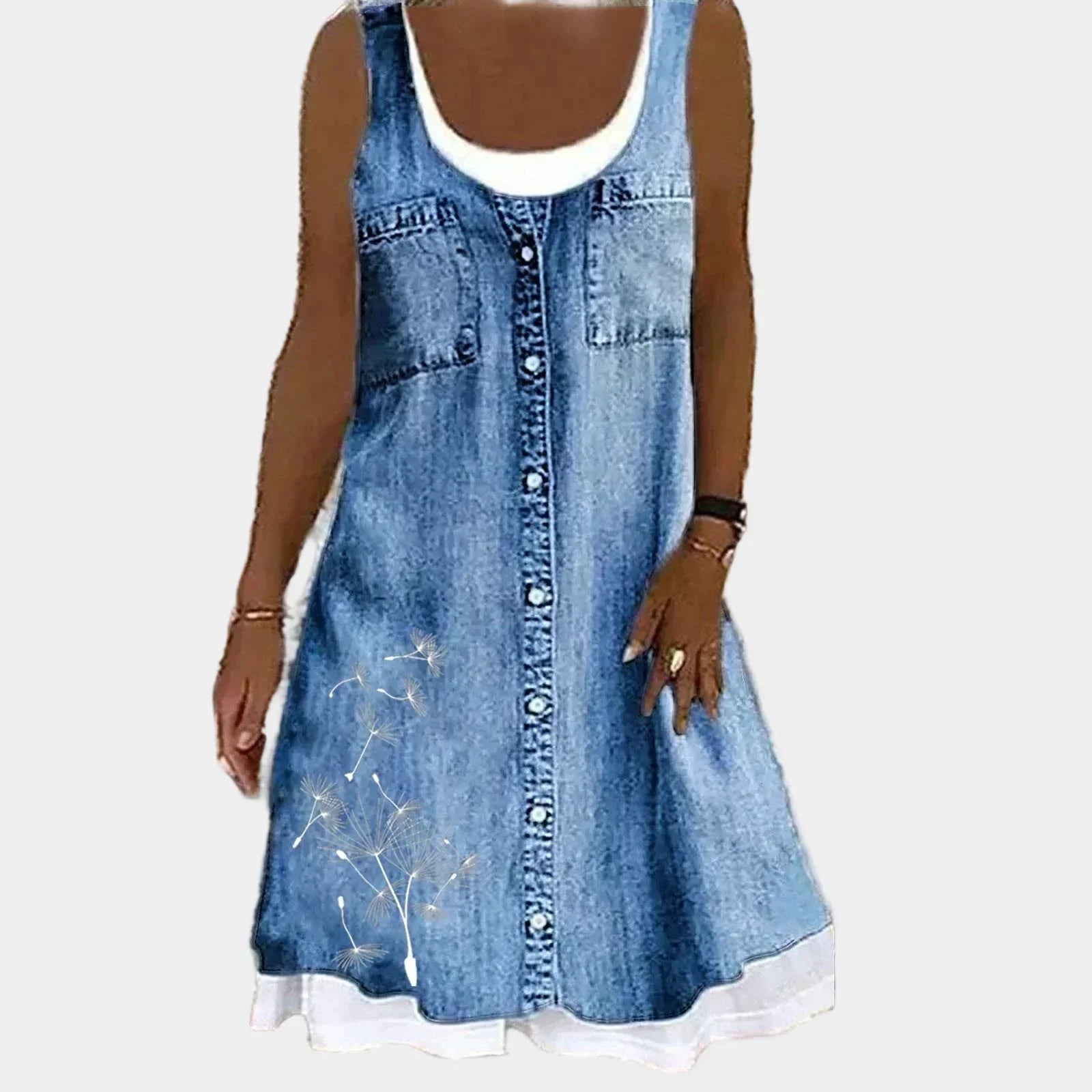 Minkšta ir elegantiška džinsinė suknelė