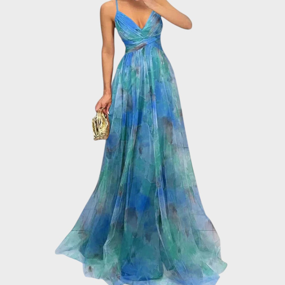 Mia - Gėlių Maki suknelė skirta be rūpesčių elegancijai