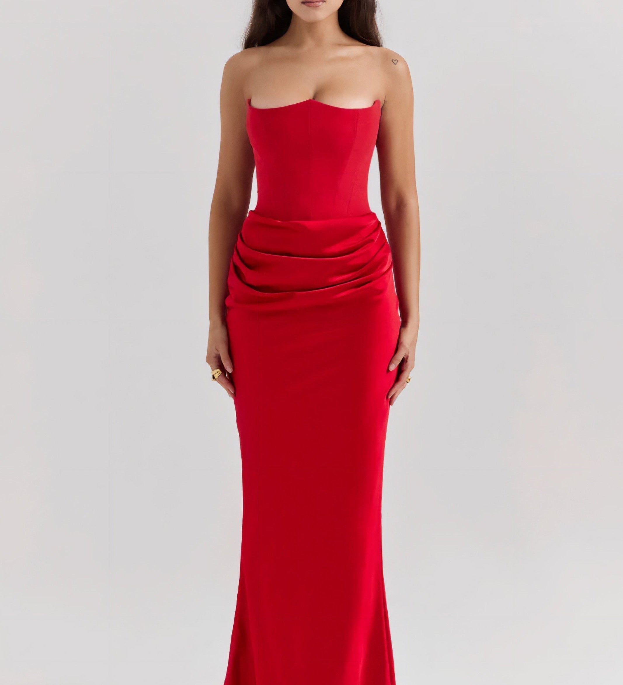 Emily - Maxi suknelė, drapiruota be petnešų