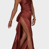 Emberly - Maxi suknelė vieno peties ir aukšta įpjova