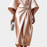 Ubelia - Ilga blizganti satininė suknelė