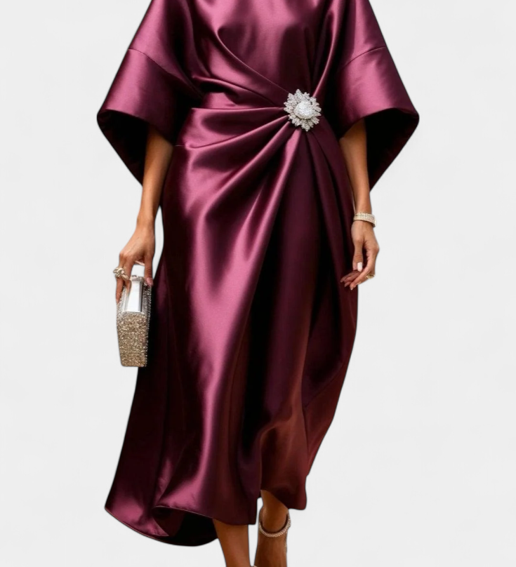 Ubelia - Ilga blizganti satininė suknelė