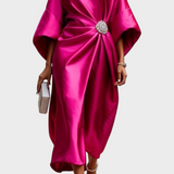 Ubelia - Ilga blizganti satininė suknelė