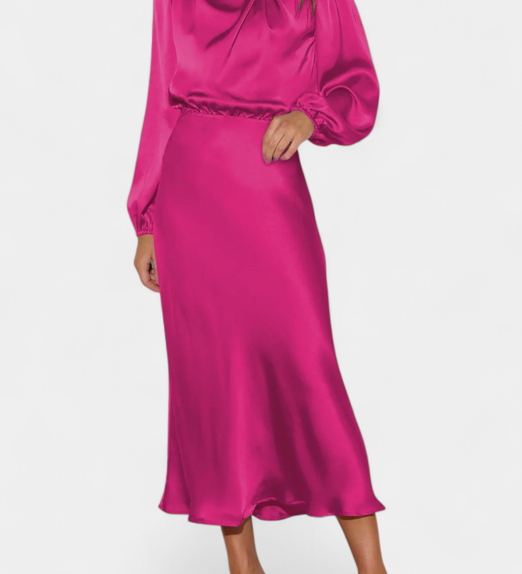 Cecila - Maxi suknelė su aukštu kaklu ir gėlių raštu