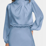 Cecila - Maxi suknelė su aukštu kaklu ir gėlių raštu