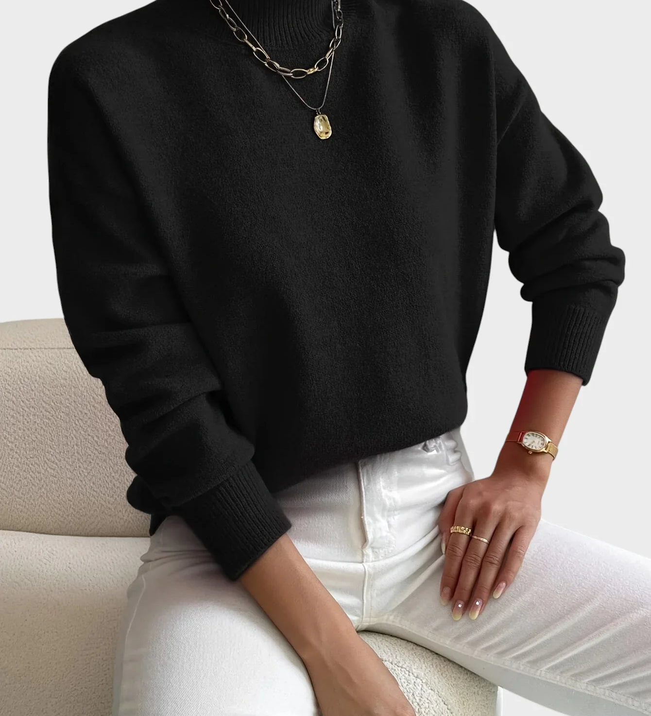 Albina - Klasikinis megztinis su aukštu kaklu